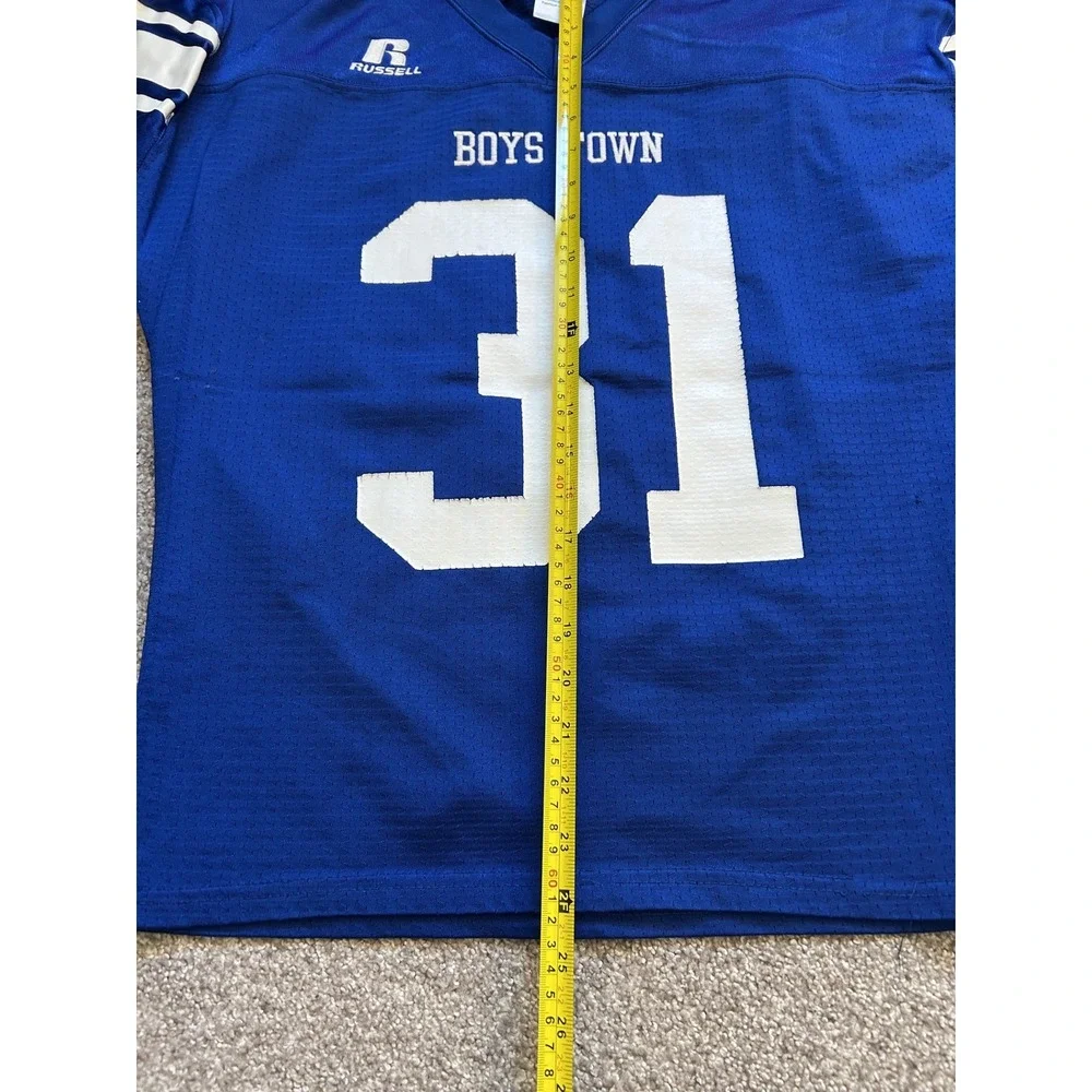 Russell Athletic Football Jersey Boys Town 31 Large Blue Excellent Mesh Shirt